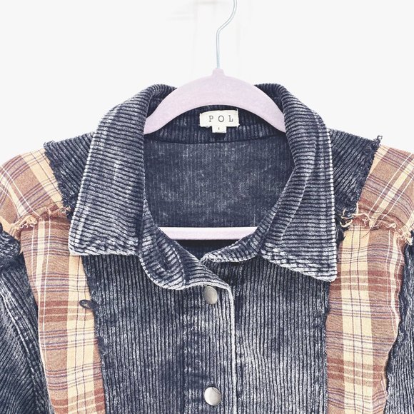 POL Corduroy and Plaid Shirt Jacket - Picture 2 of 9